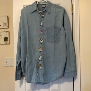 Vintage The Disney Catalog seven dwarfs denim button up size Large